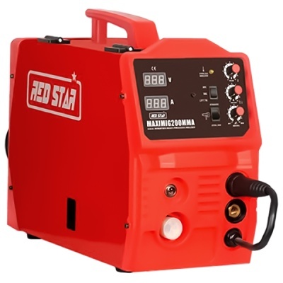 Máquina de soldar vermelha RED STAR com painel digital e botões vermelhos