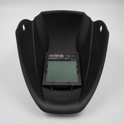 Máscara de soldadura preta com visor ajustável e controlos