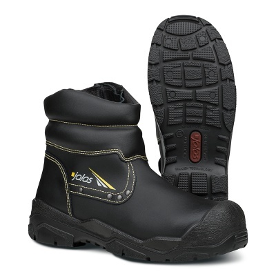 Botas de segurança pretas Jalas com sola antiderrapante e costuras amarelas