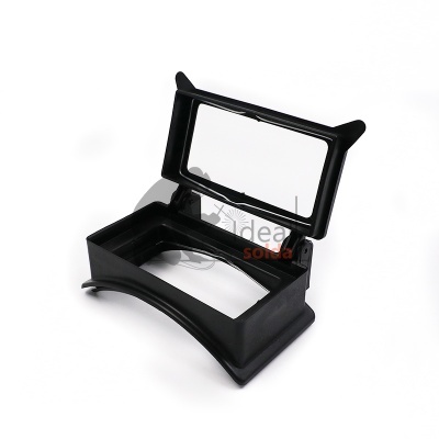 Suporte para smartphone preto com tampa transparente