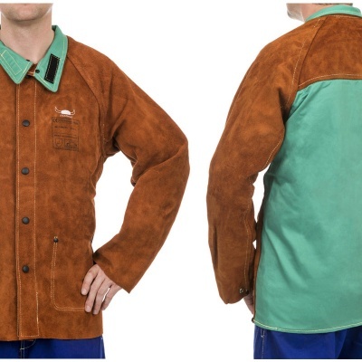 Casaco de trabalho castanho e verde com botões