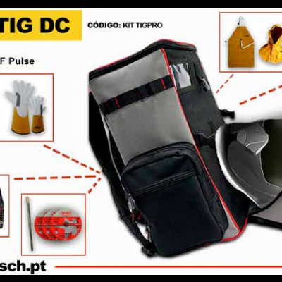 Kit de soldadura Pack TIG DC com máquina, máscara, avental, luvas e acessórios