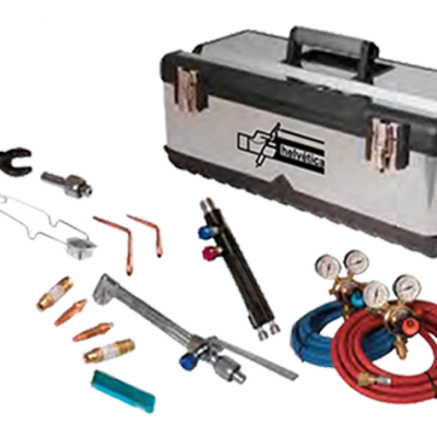 Conjunto de ferramentas para soldadura com caixa metálica e acessórios