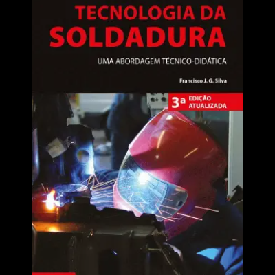 Capa de livro sobre tecnologia da soldadura com imagem de trabalhador a soldar