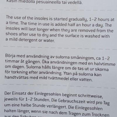 Embalagem de palmilha Neutralizer Insole com instruções multilíngues