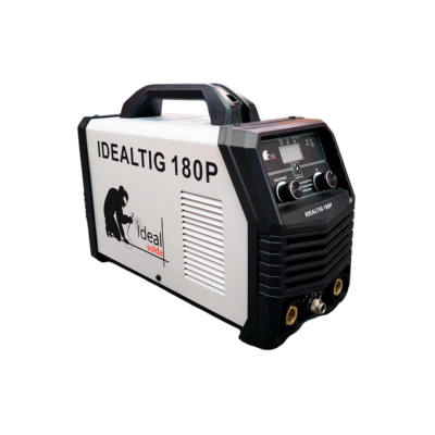 Maquina de soldar IDEALTIG 180P branca e preta com painel digital e botões