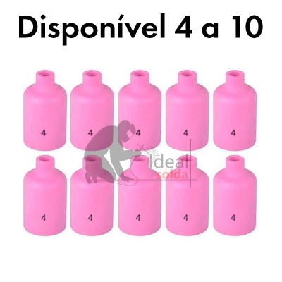 Dez protecções rosa para tocha de soldadura numeradas com 4, sobre fundo branco com texto preto