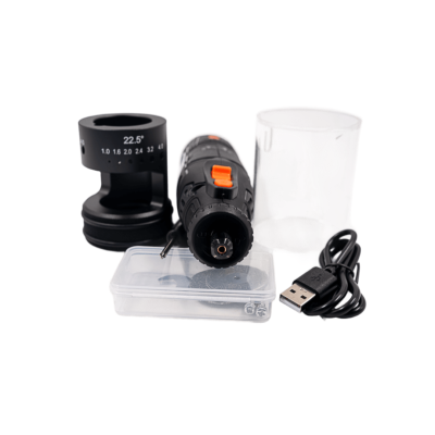 Conjunto de ferramentas elétricas com berbequim, suporte, cabo USB e estojo com acessórios