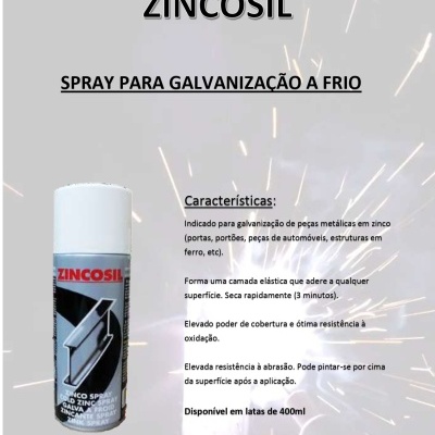 Spray ZINCOSIL para galvanização a frio em lata branco e preto com texto explicativo