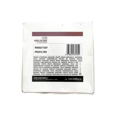 Embalagem branca com etiqueta WELDLINE e código W000271207 PREFILTER