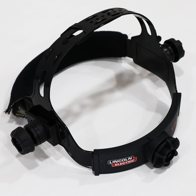 Suporte de cabeça ajustável preto com rótulo Lincoln Electric