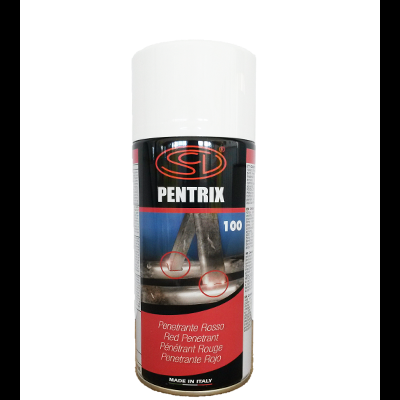 Spray metalúrgico Pentrix 100 com rótulo preto, branco e vermelho