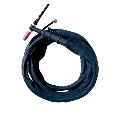 Cabo de soldadura preto enrolado com conector rosa