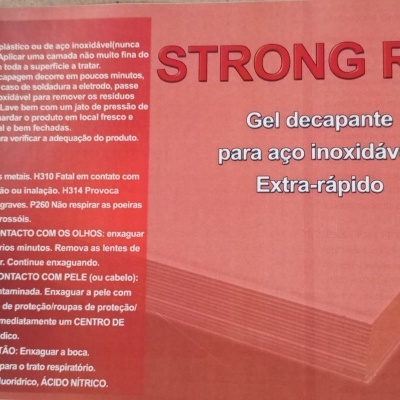 Embalagem de gel decapante para aço inoxidável com texto STRONG RED