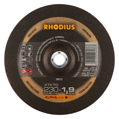Disco de corte RHODIUS para aço inoxidável 230 x 1,9 mm