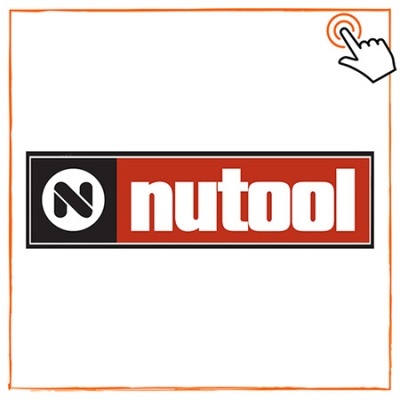 Logotipo da marca Nutool em fundo preto e vermelho com texto branco