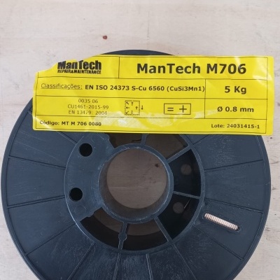 Carretel preto de fio de soldadura ManTech M706 com etiqueta amarela