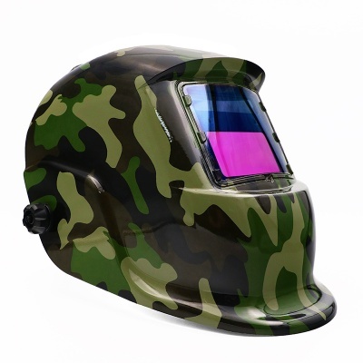 Capacete de soldadura camuflado com visor colorido