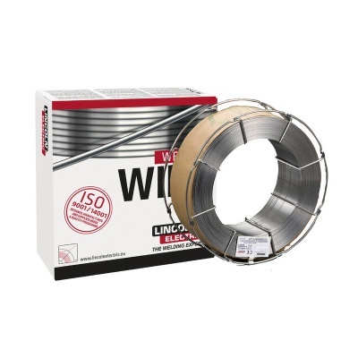 Rolo de arame para soldadura MIG com embalagem ao lado