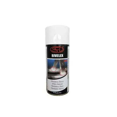 Spray branco em lata metálica com rótulo preto e texto RIVELEX