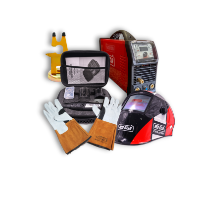Kit de soldadura com máscara, luvas e acessórios