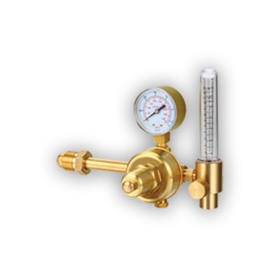 Redutor de pressão de gás dourado com manómetro e tubo de medição