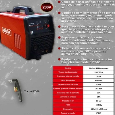 Máquina de corte plasma Maxicut 40 Kompressor com tocha PT-60