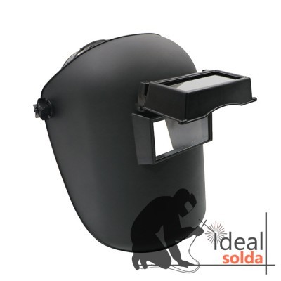 Máscara de soldadura preta com visor retangular ajustável
