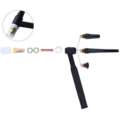 Peças de armação de tocha de soldadura desmontadas sobre fundo branco