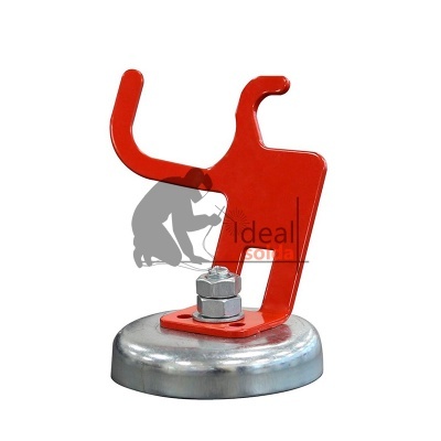 Suporte magnético com gancho vermelho e base metálica prateada