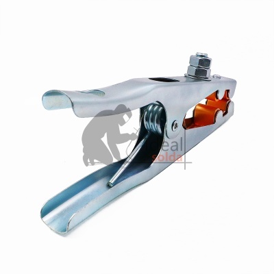 Fixador metálico prateado com mola e parafuso