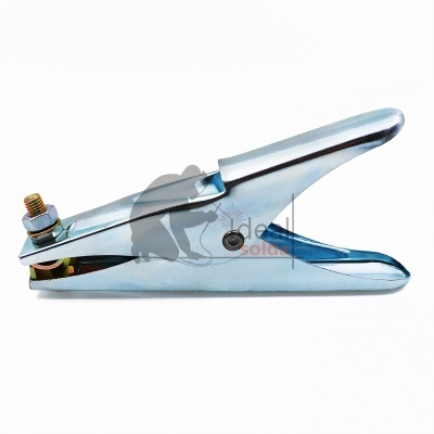 Pinça metálica prateada com parafuso dourado