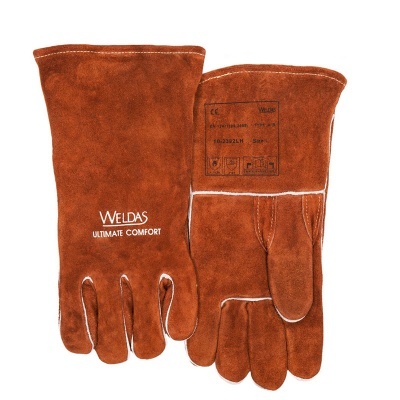 Par de luvas de proteção castanhas em nobuck com marca WELDAS