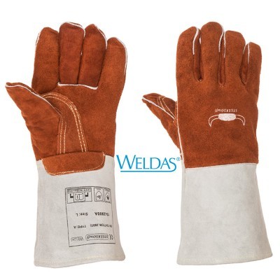 Par de luvas de trabalho camurça castanha e cinza WELDAS