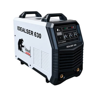 Máquina de soldar elétrica IDEALSER 630 branca e preta com painel frontal e alças.