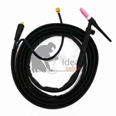 Mangueira de soldadura preta com punho e ponta rosa