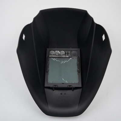 Visor de máscara de soldadura preto com painel de controlo