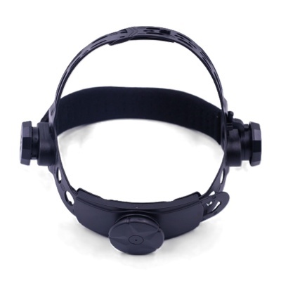 Suporte de cabeça preto ajustável em plástico com fita elástica