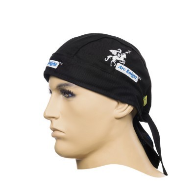 Bandana preta Arc Knight num manequim masculino de perfil