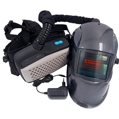 Máscara de soldadura com filtro e avisos no visor