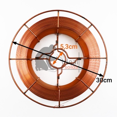 Bobina de arame de cobre com medidas e suporte metálico