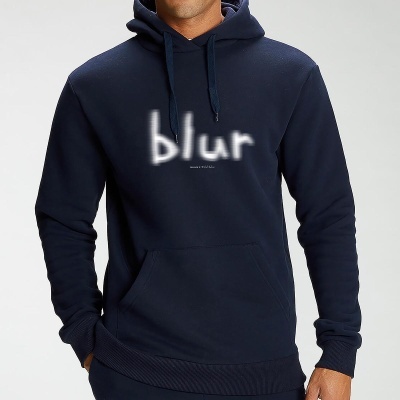 Sweatshirt azul escuro com capuz e texto 