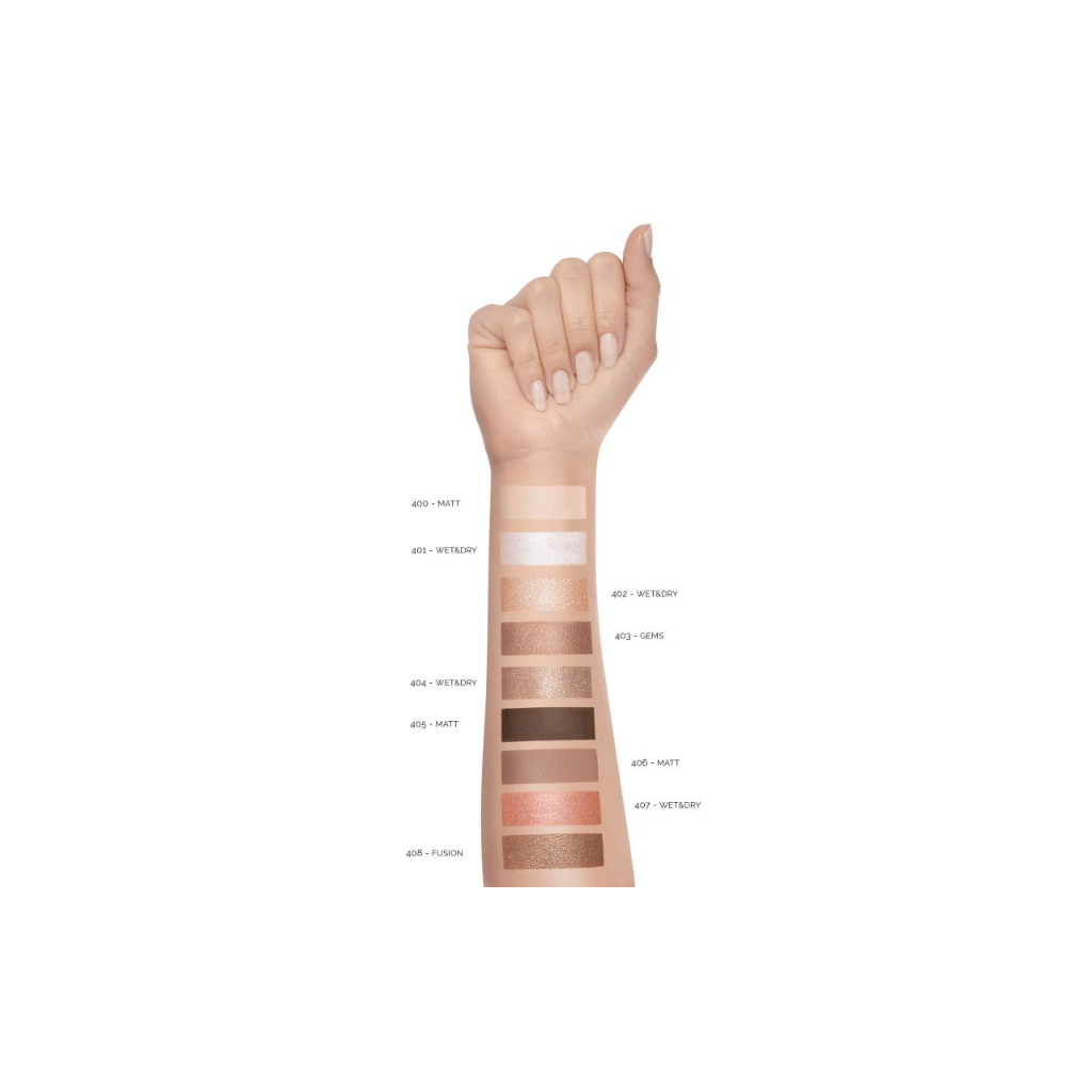 Sombra Vamp! Pupa Milano Amostras de maquilhagem em diferentes tons no braço