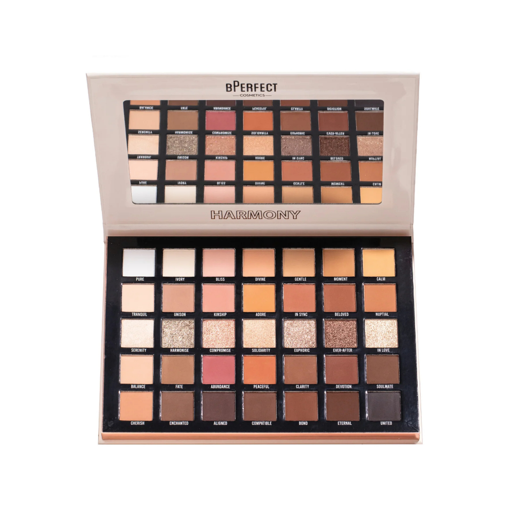 Paleta de Sombras Harmony BPerfect Paleta de 42 sombras BPERFECT HARMONY com espelho e várias cores neutras e terra.
