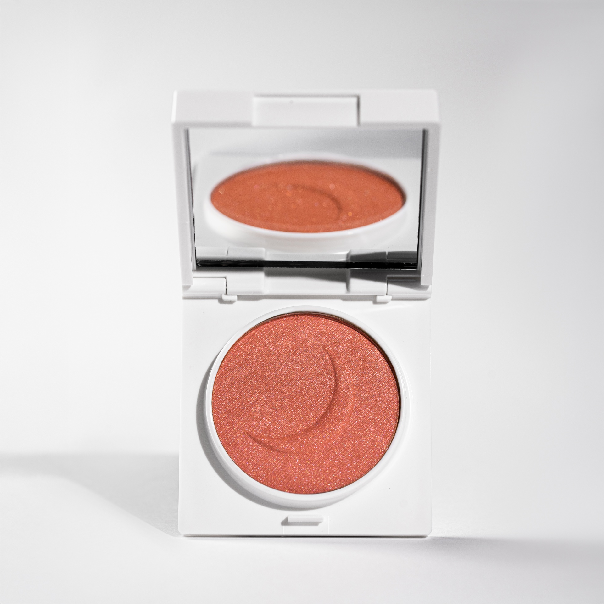 Blush Compacto Lara Beauty Paleta branca com sombra ou blush coral brilhante e espelho