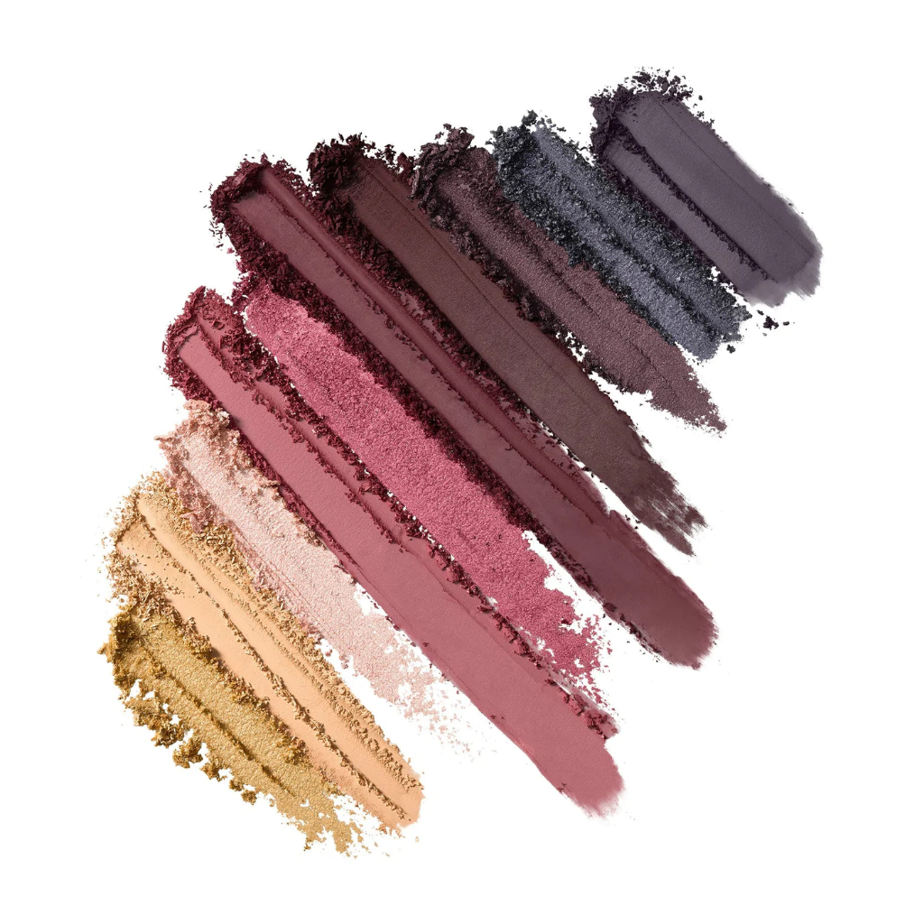 Paleta de Sombras 35XS No Silent Nights Artistry Morphe Sombras em pó de várias cores em pinceladas sobre fundo branco