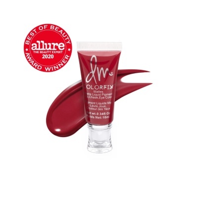 Tubo de batom líquido vermelho da marca dm com selo de prémio allure 2020