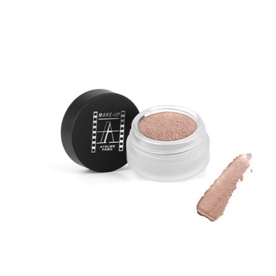 Sombra de olhos bege rosado brilhante em pote de vidro fosco com tampa preta