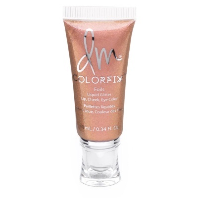 Tubo de cosmético líquido brilhante cor bronze metálico