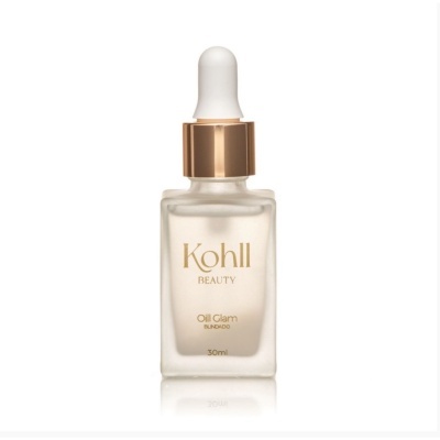 Frasco de óleo de beleza Kohll Beauty Oil Glam com pipeta sobre fundo branco